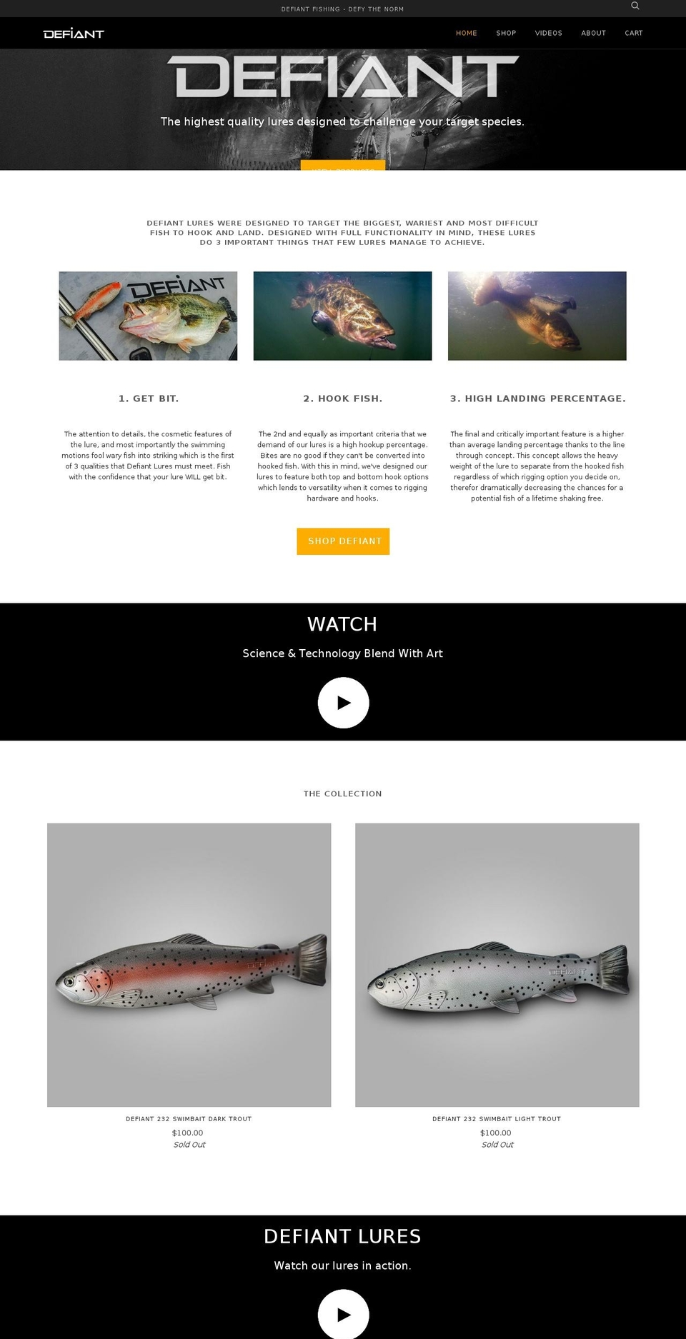 defiantfishing.com — Shopify storefront screenshot