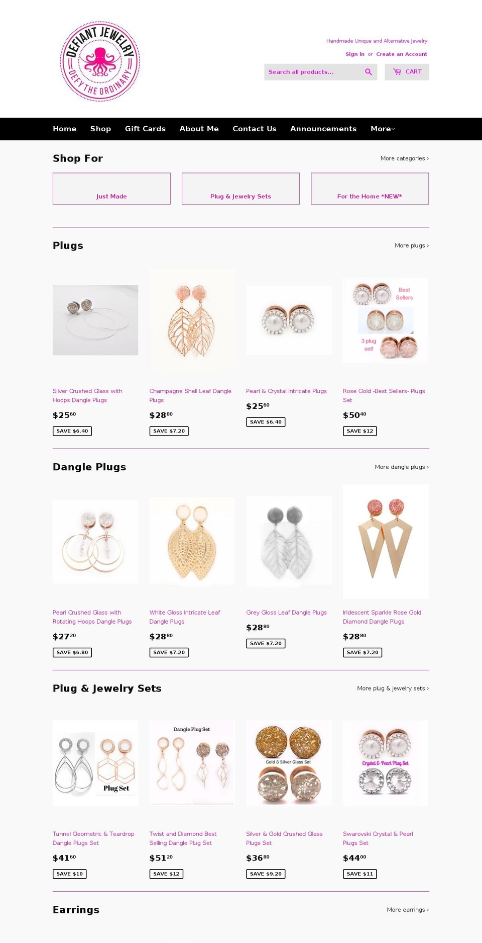 defiantjewelry.com shopify website screenshot