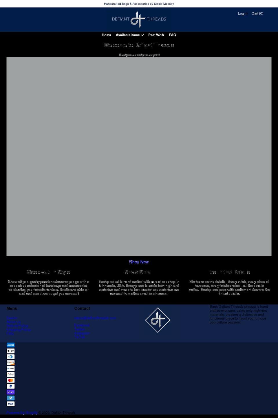 defiantthreads.com shopify website screenshot