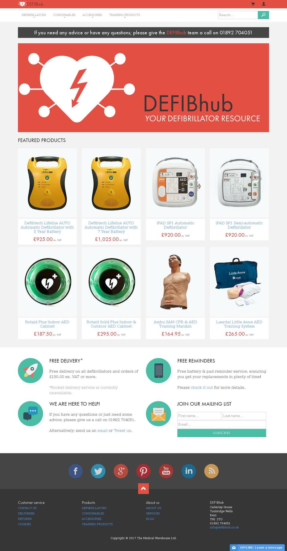 defibhub.co.uk shopify website screenshot