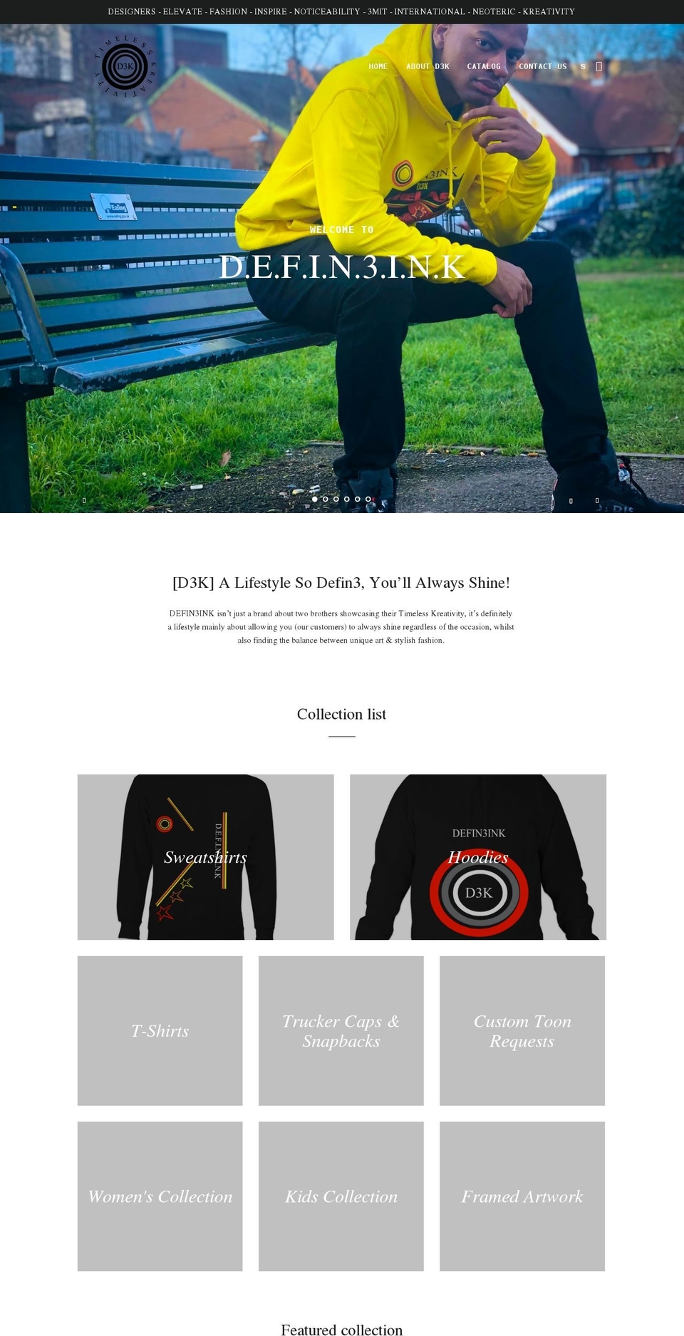 defin3ink.com shopify website screenshot