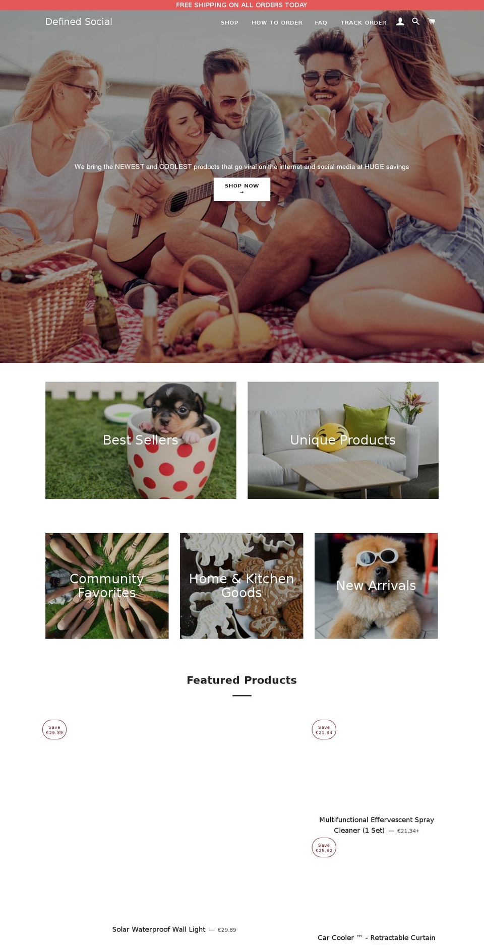 definedsocial.com — Shopify storefront screenshot