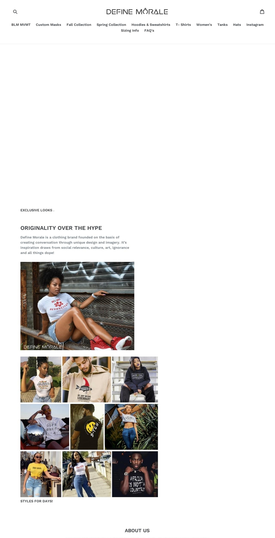definemorale.com — Shopify storefront screenshot