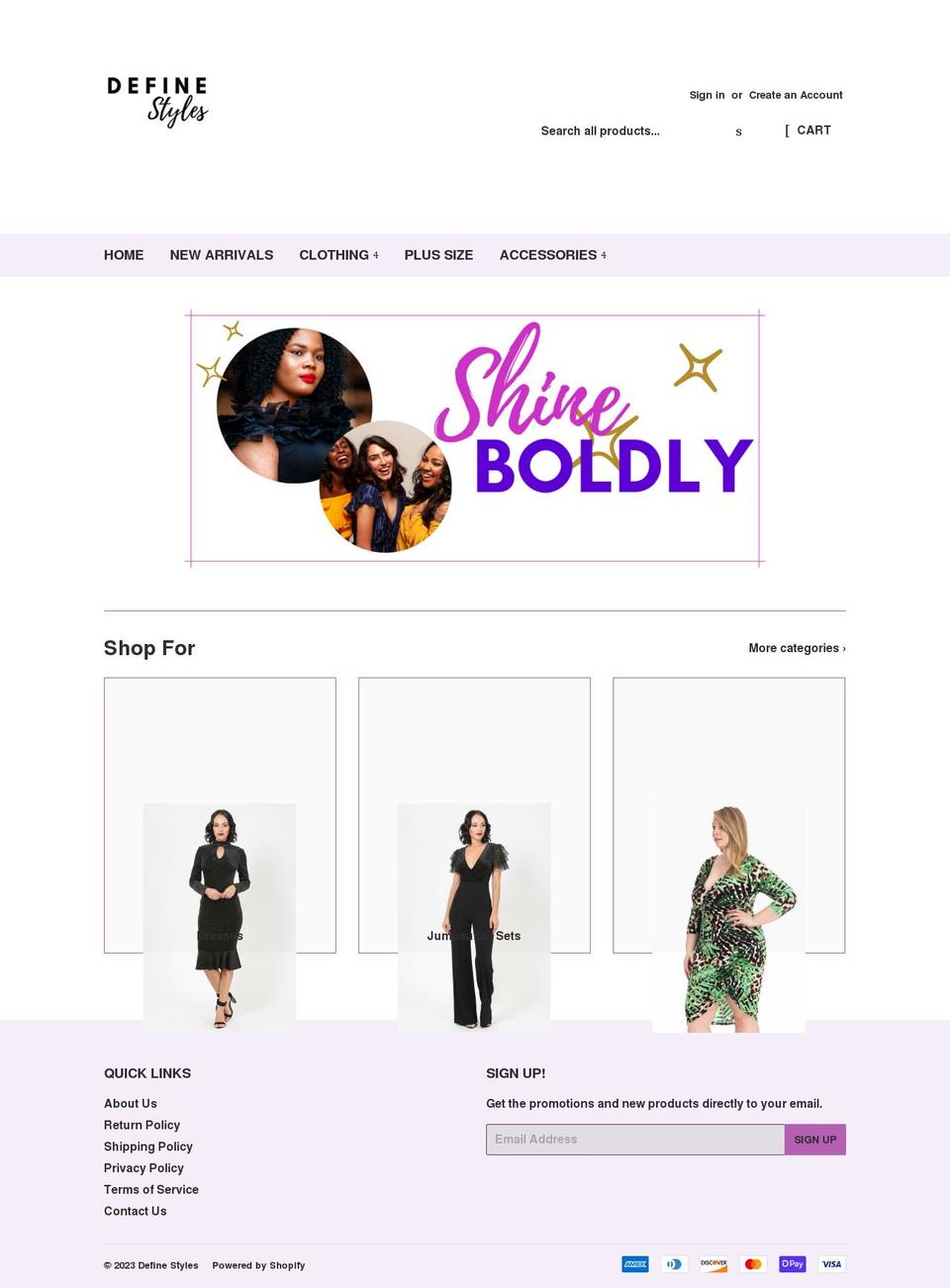 definestyles.com shopify website screenshot
