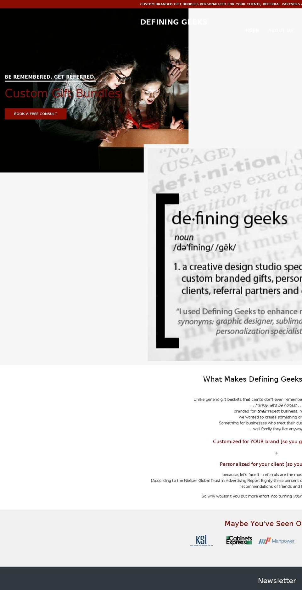 defininggeeks.com — Shopify storefront screenshot