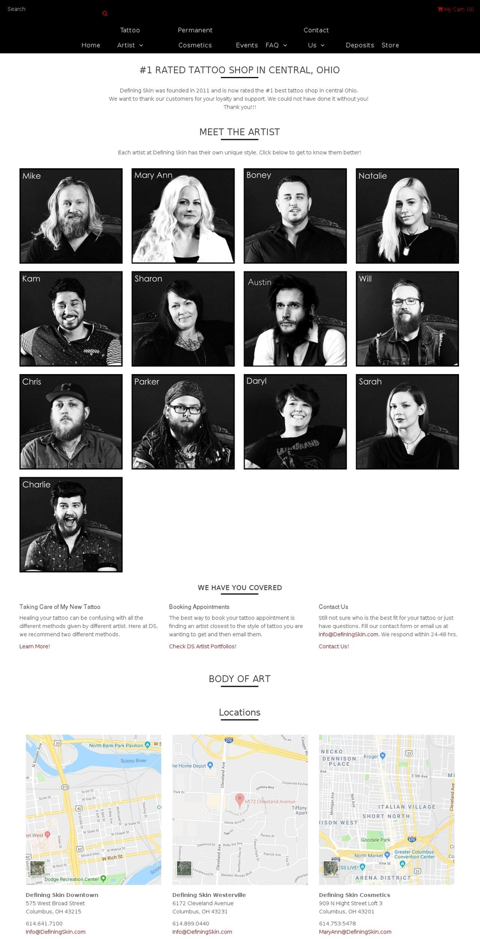 definingskin.com shopify website screenshot