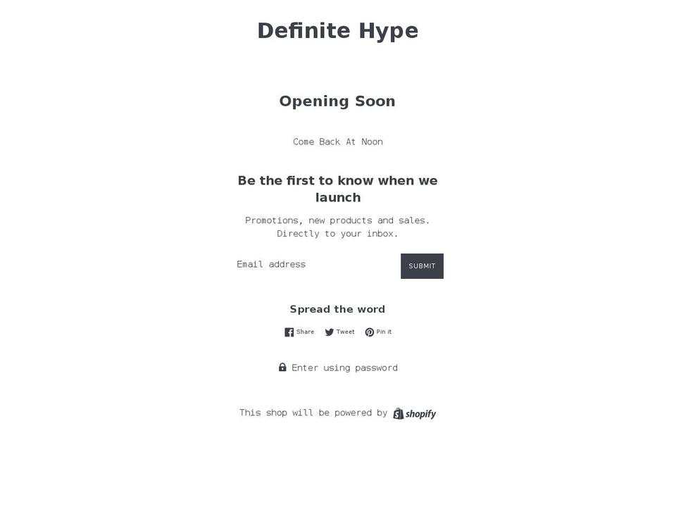 definitehype.com — Shopify storefront screenshot