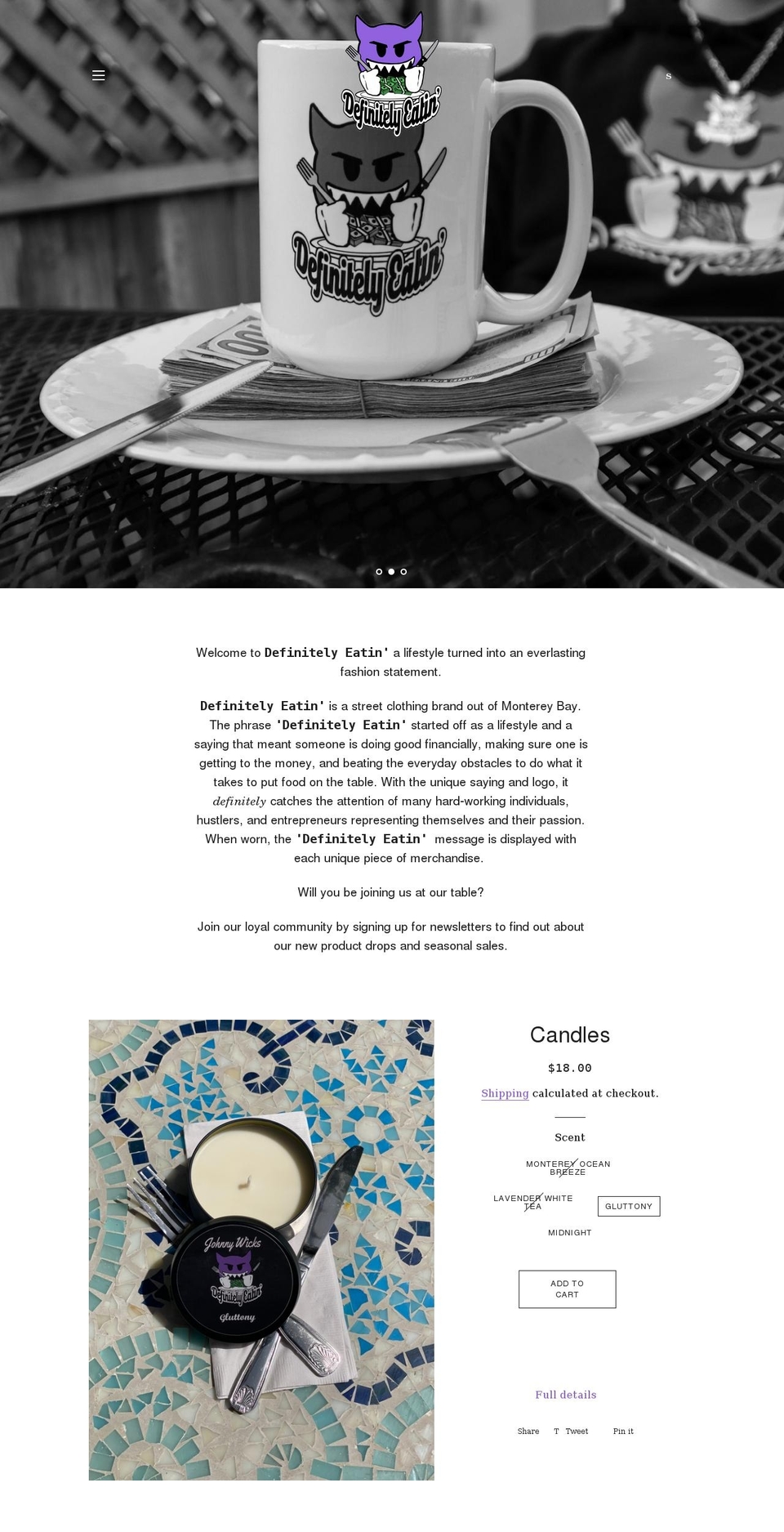 definitelyeatin.com shopify website screenshot