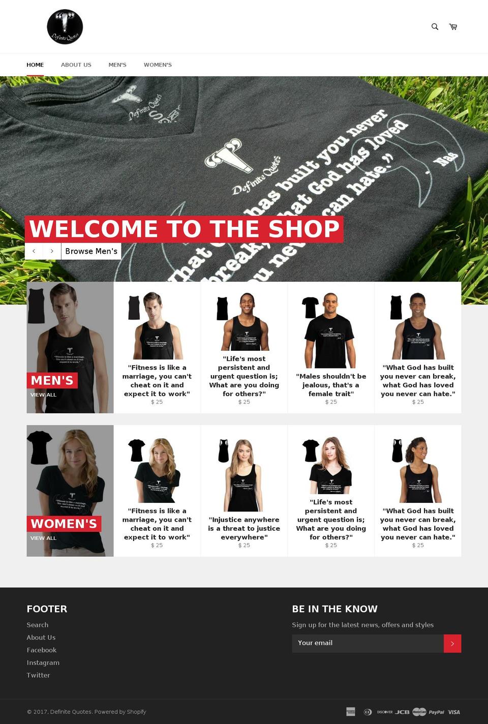 definitequotes.com shopify website screenshot