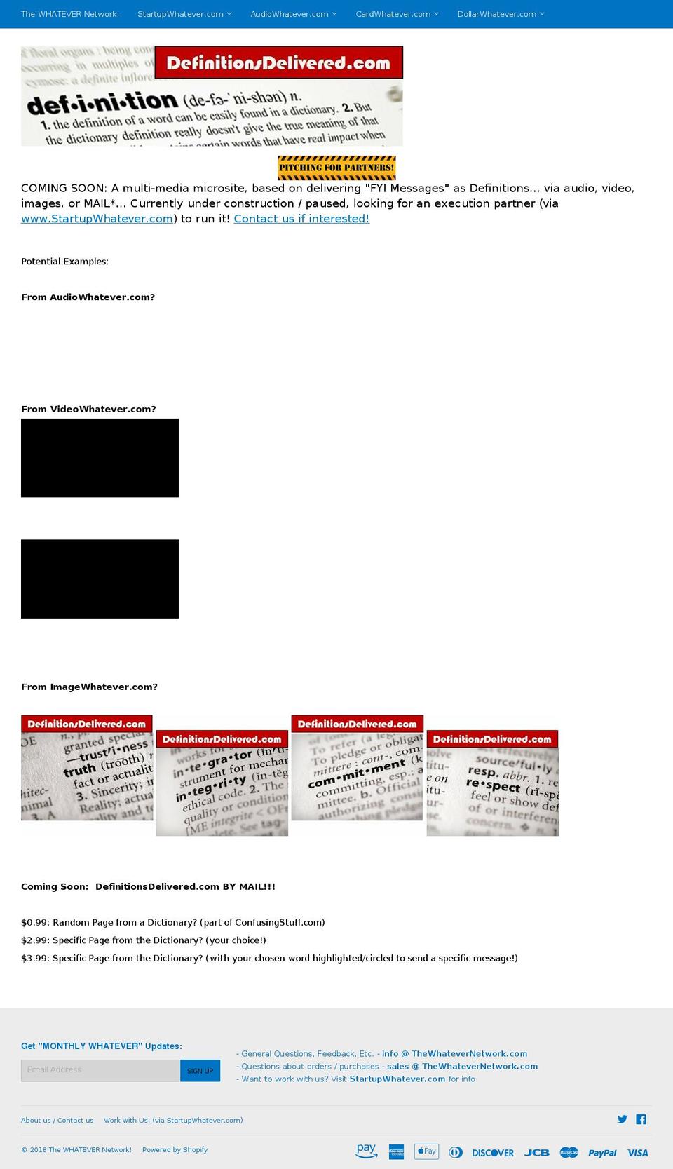 definitionsdelivered.com — Shopify storefront screenshot