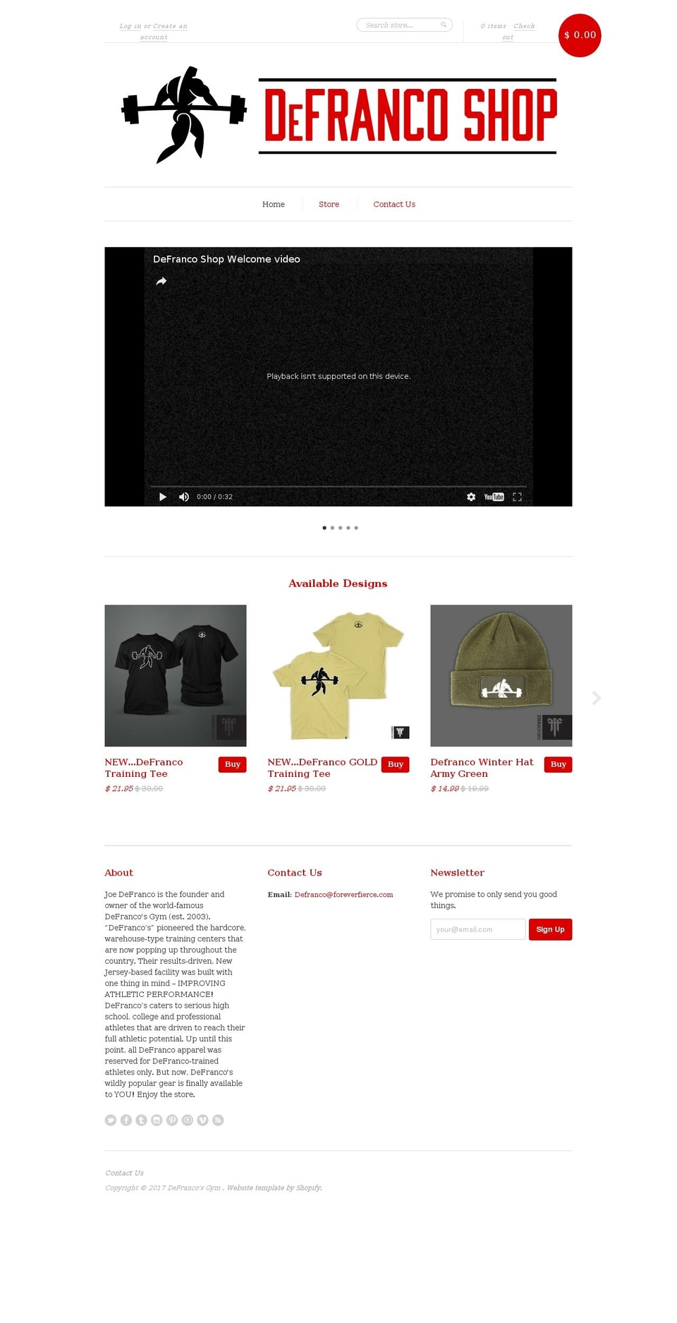 new standard Shopify theme site example defrancoshop.com