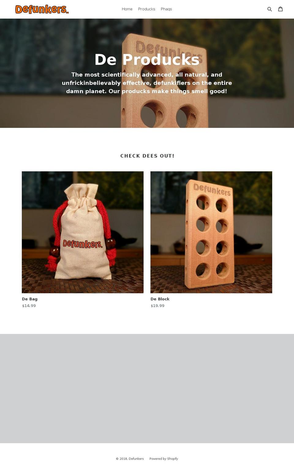 defunkers.com shopify website screenshot