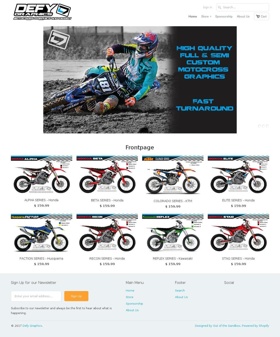 defygraphics.com shopify website screenshot