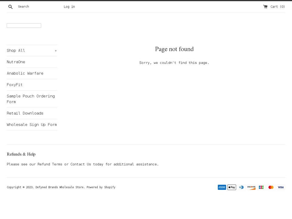 defynedbrandswholesale.com shopify website screenshot