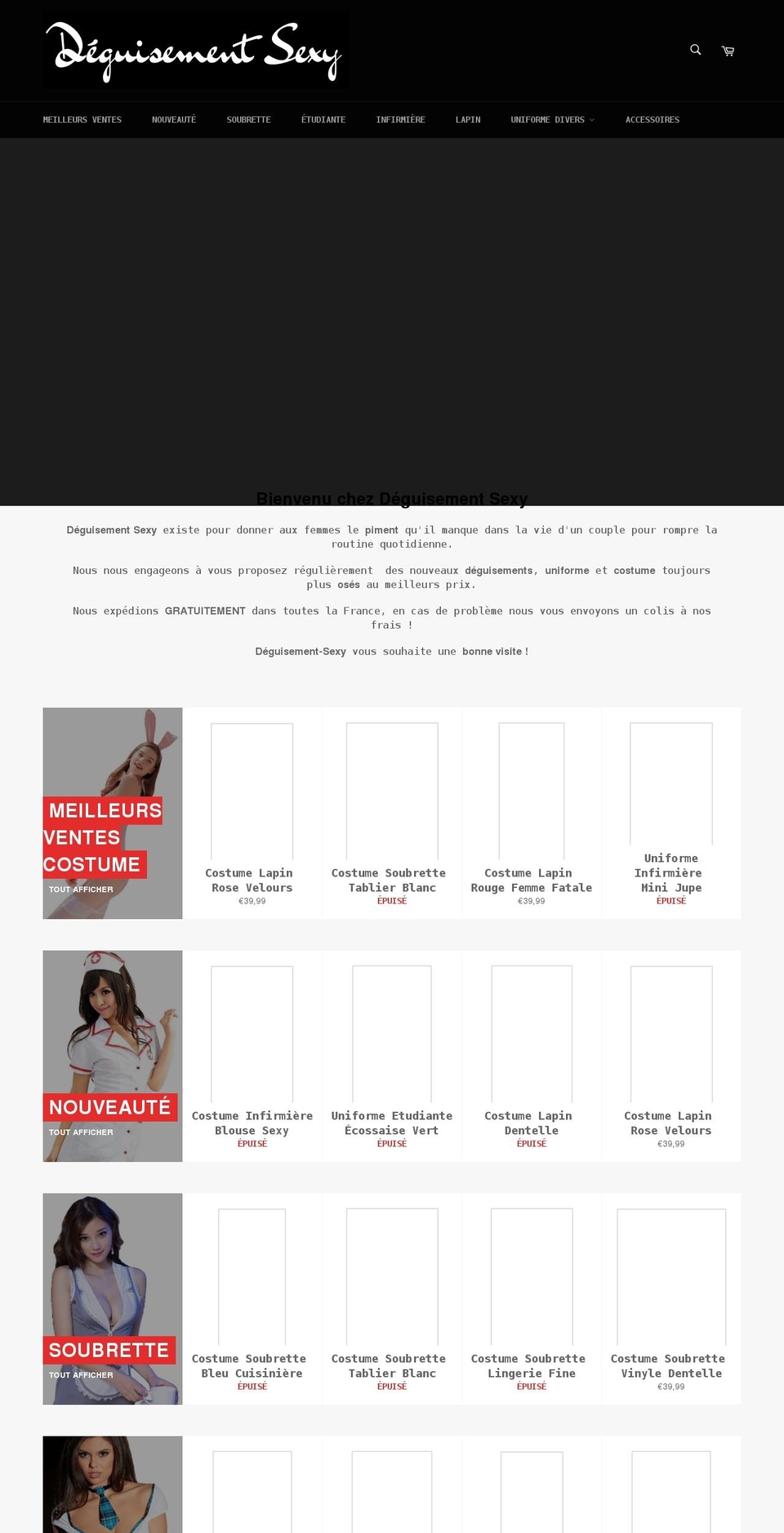 deguisement-sexy.com shopify website screenshot