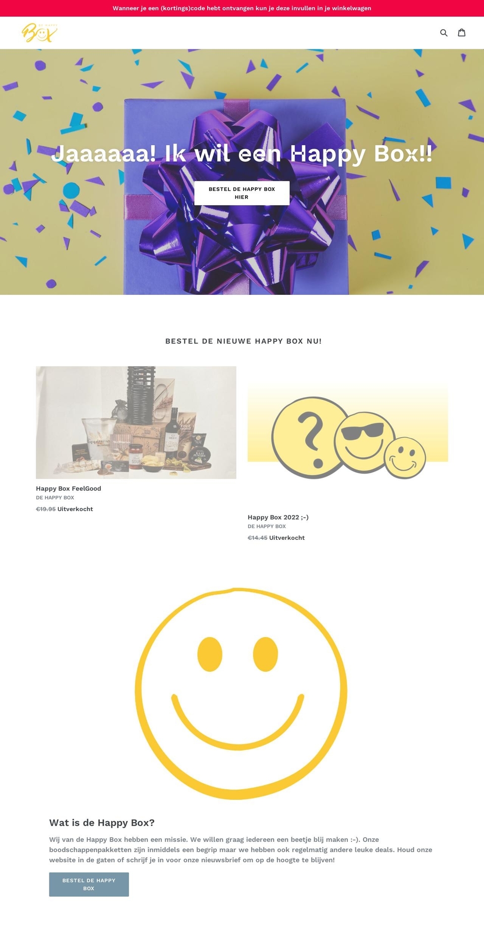 dehappybox.nl shopify website screenshot