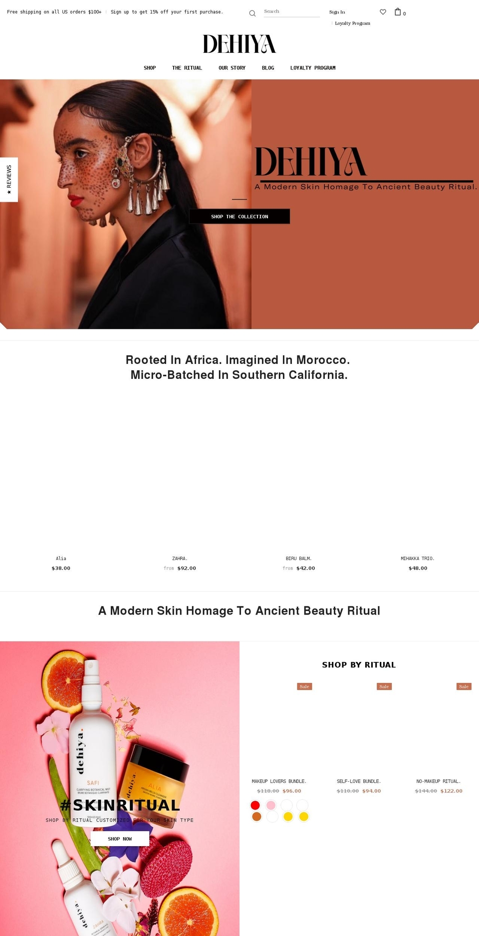 dehiyabeauty.com shopify website screenshot