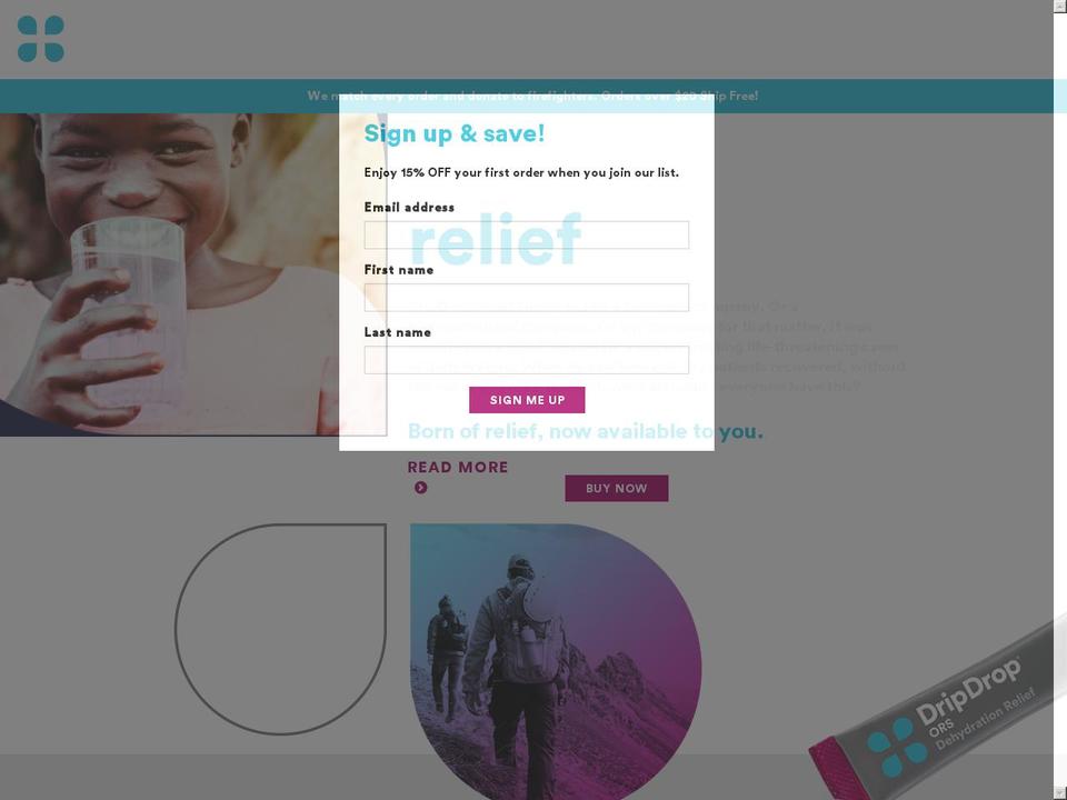 drip drop - RO 2.0 customization Shopify theme site example dehydrationrelief.com