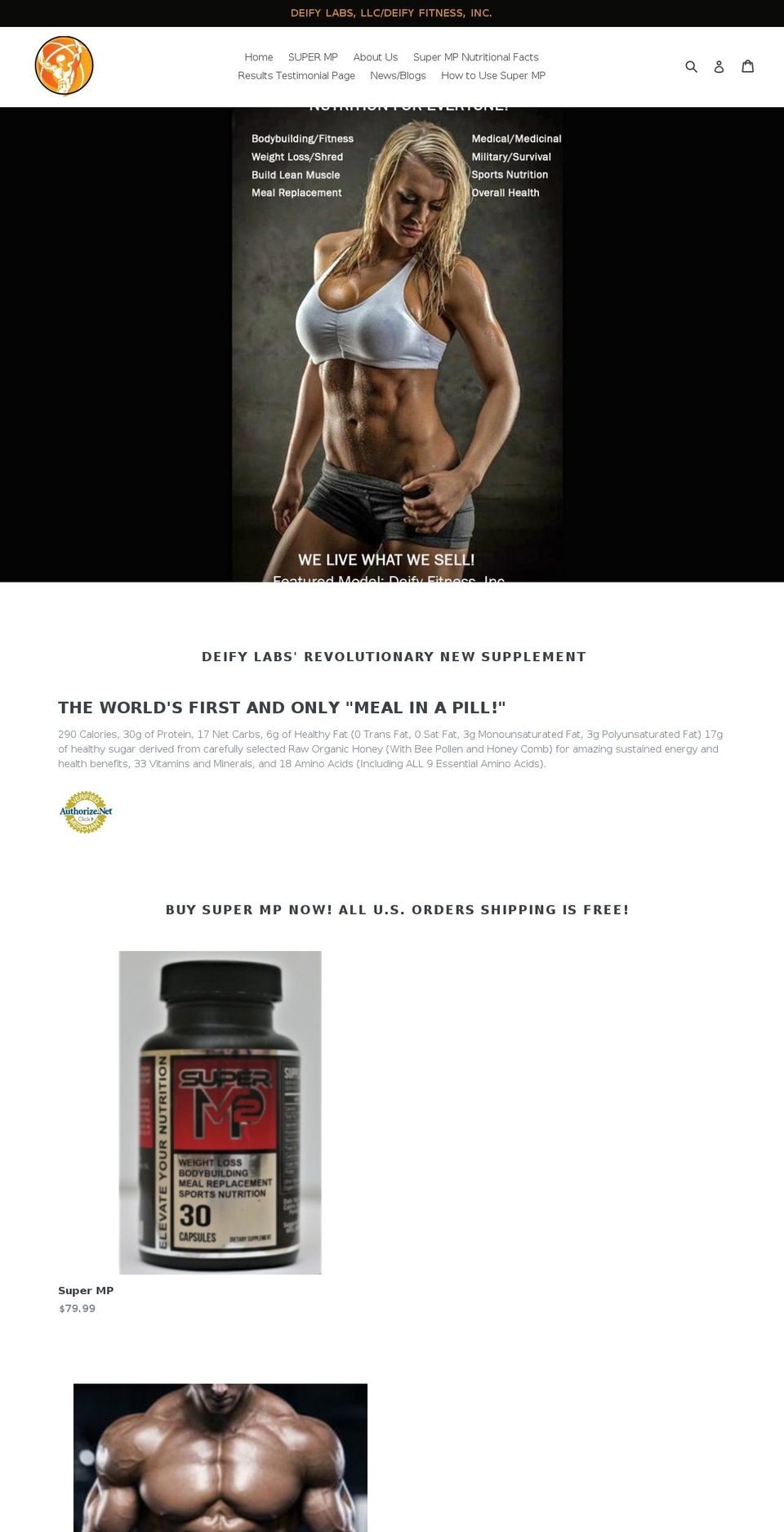 deifyfitness.com — Shopify storefront screenshot
