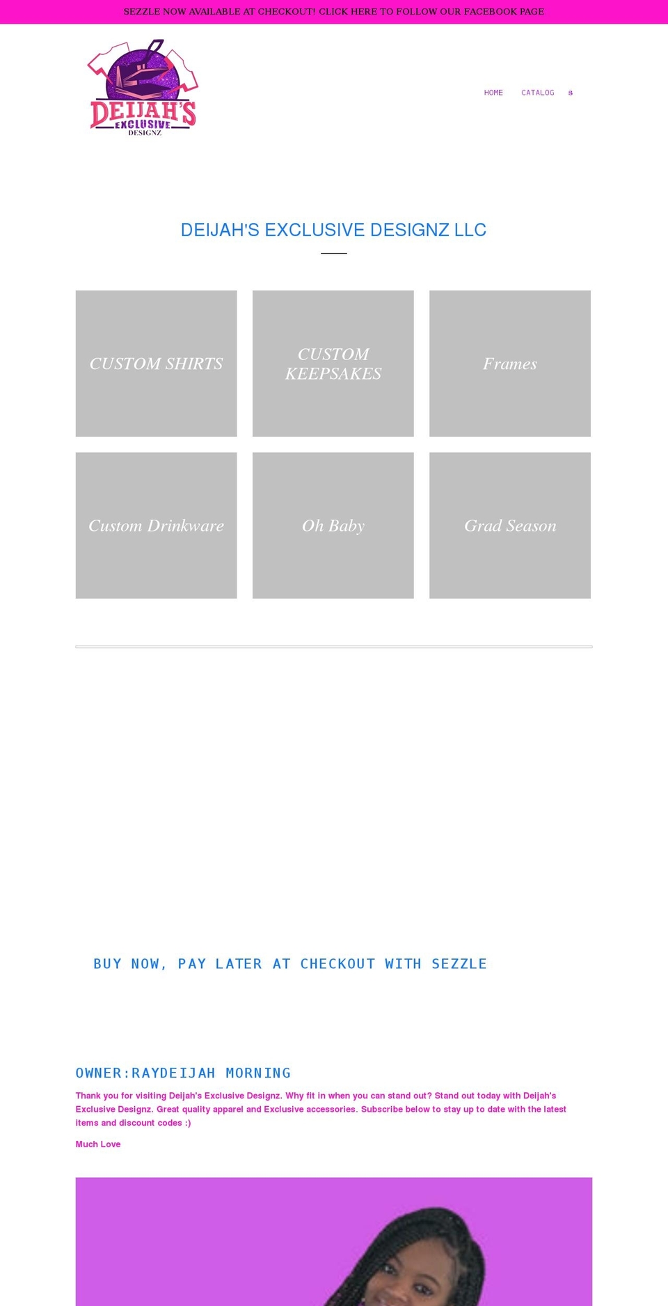 deijahsdesignz.com shopify website screenshot