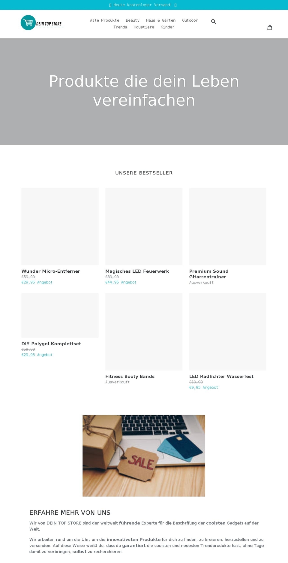 deintopstore.com shopify website screenshot