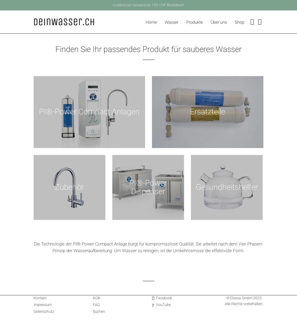 deinwasser.shop shopify website screenshot