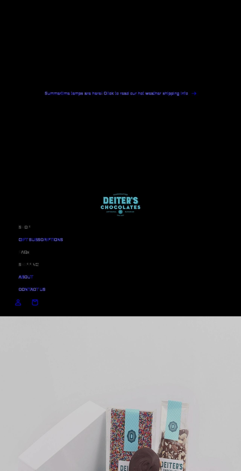 deiterschocolates.com shopify website screenshot