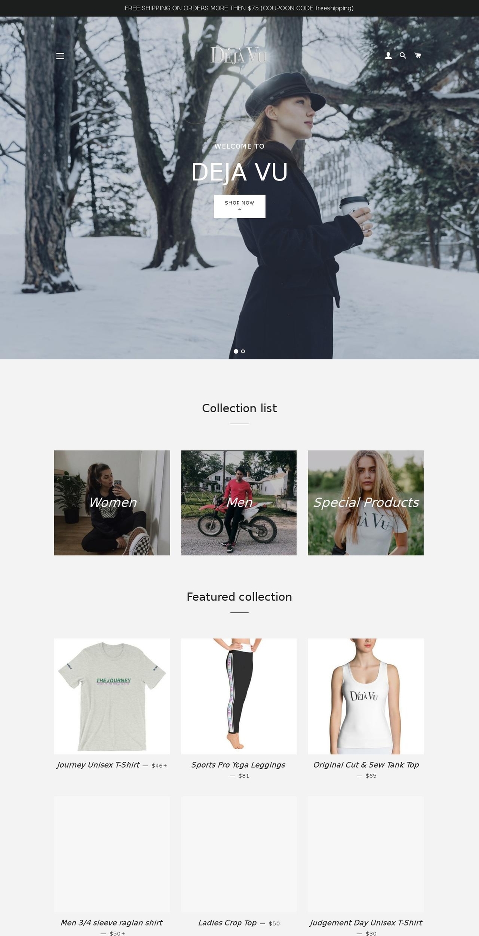 dejavuapparel.com — Shopify storefront screenshot