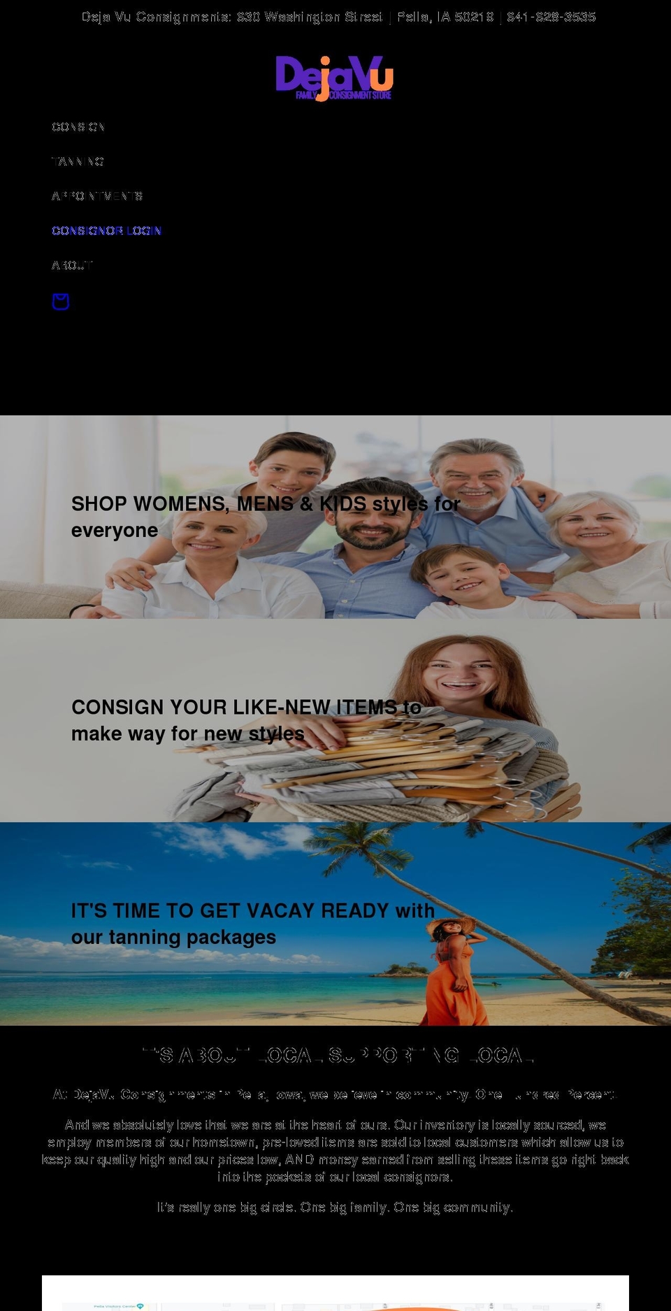 dejavuconsignmentspella.com shopify website screenshot