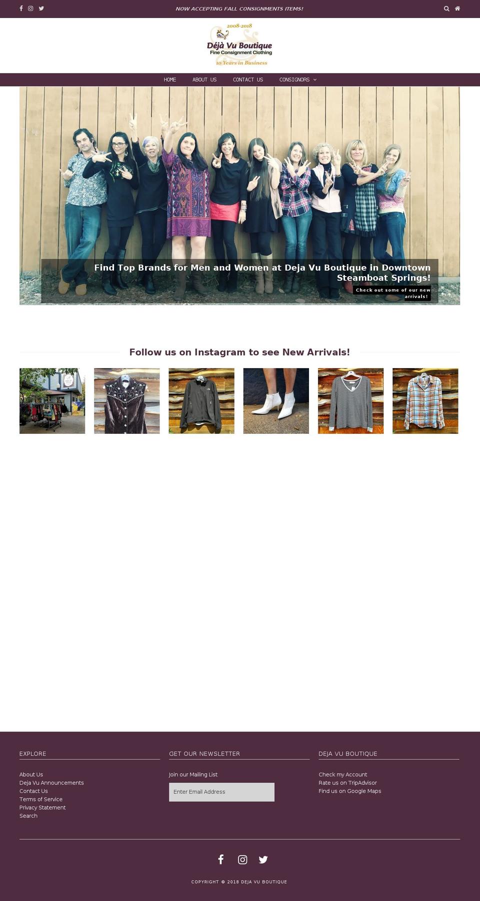 dejavusteamboat.com shopify website screenshot