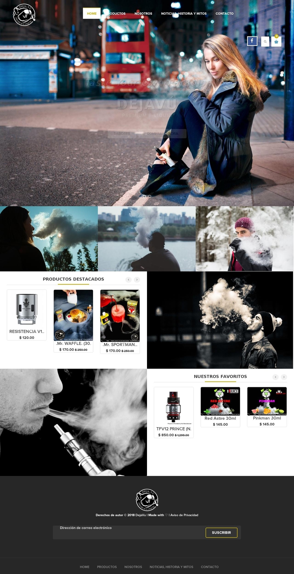 dejavuvape.com — Shopify storefront screenshot