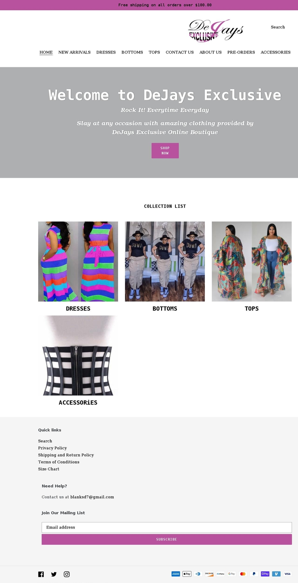 dejaysexclusive.com shopify website screenshot
