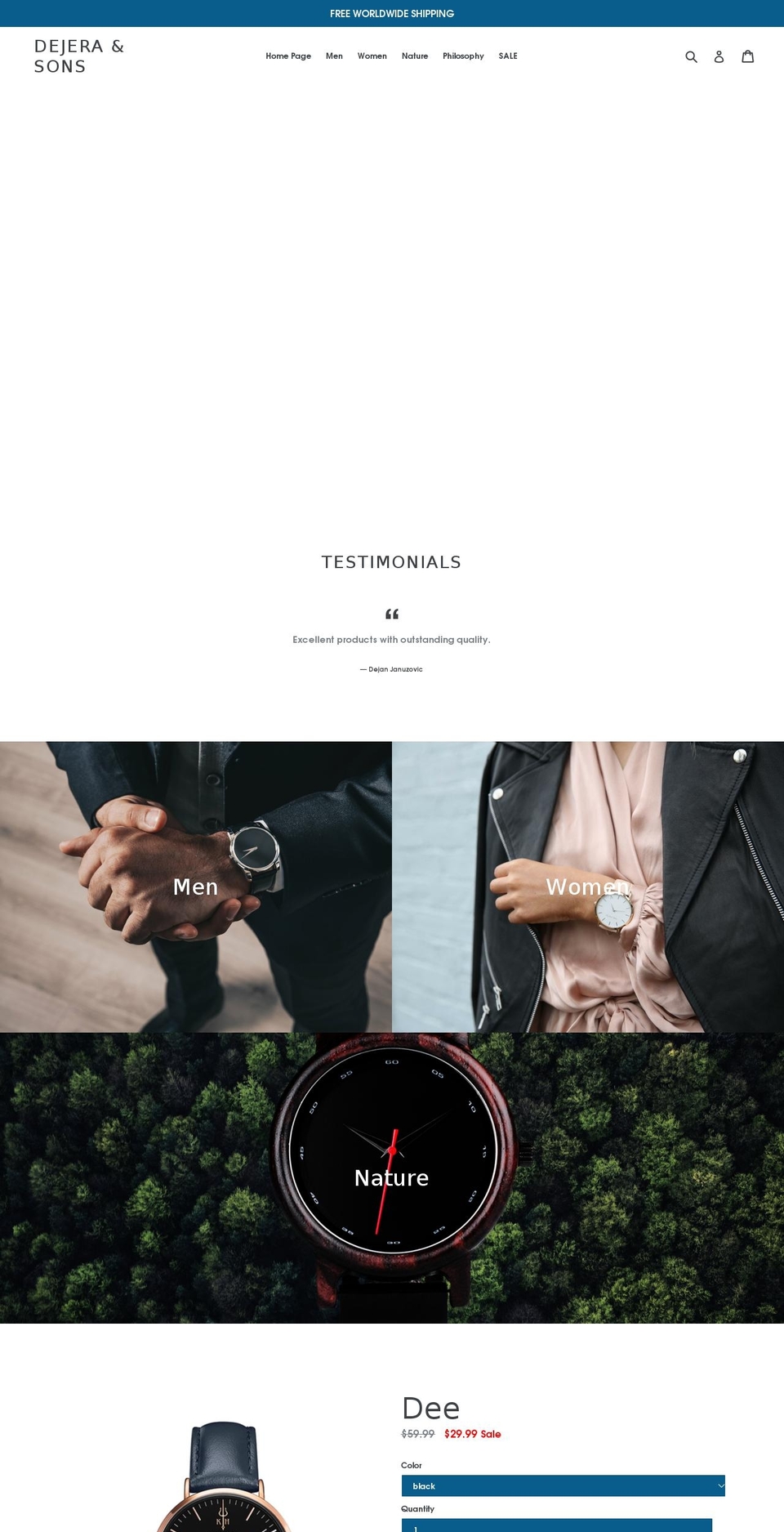 dejera.com — Shopify storefront screenshot