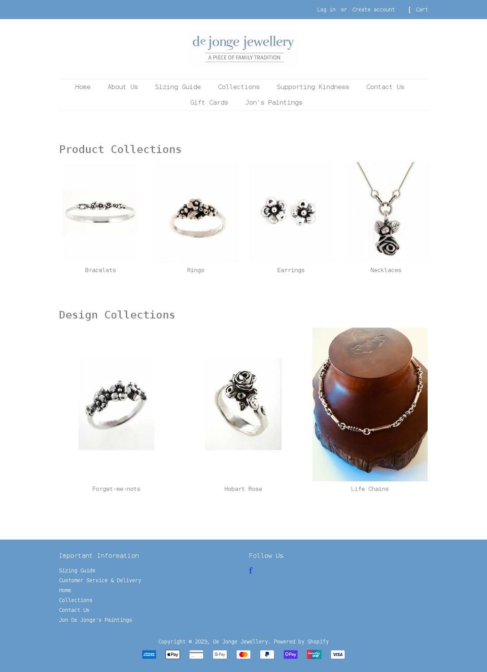 dejongejewellery.com.au shopify website screenshot