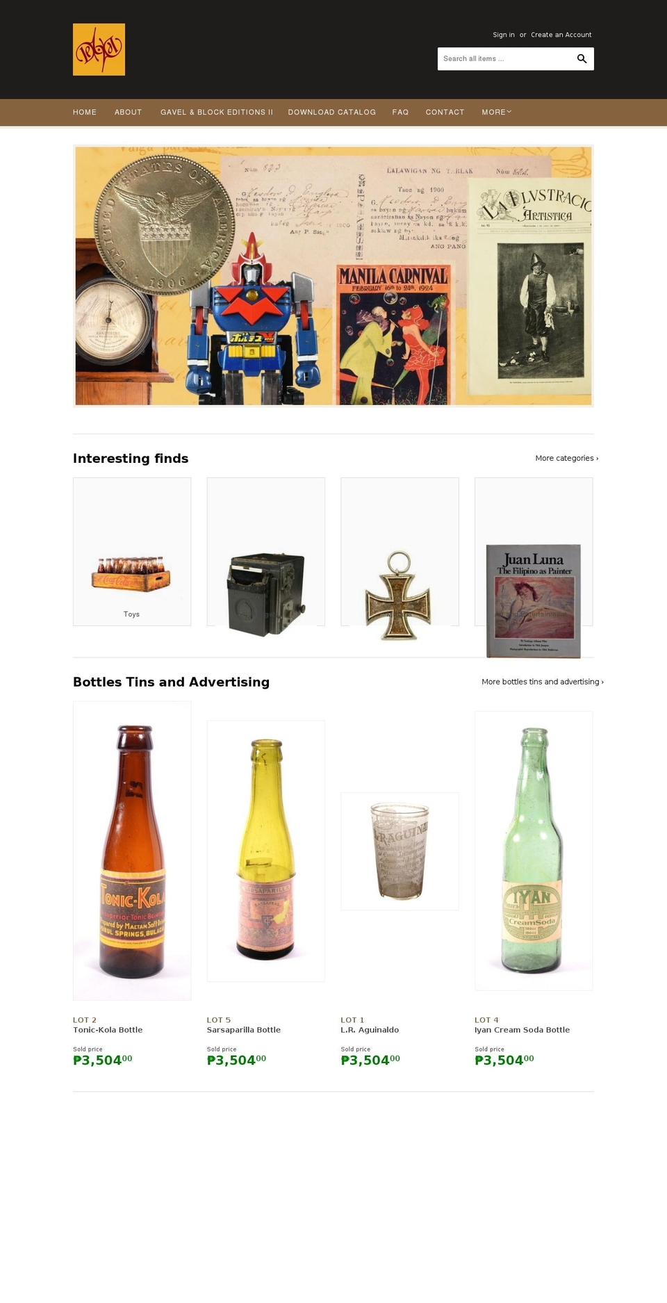 dekadaauctions.com — Shopify storefront screenshot