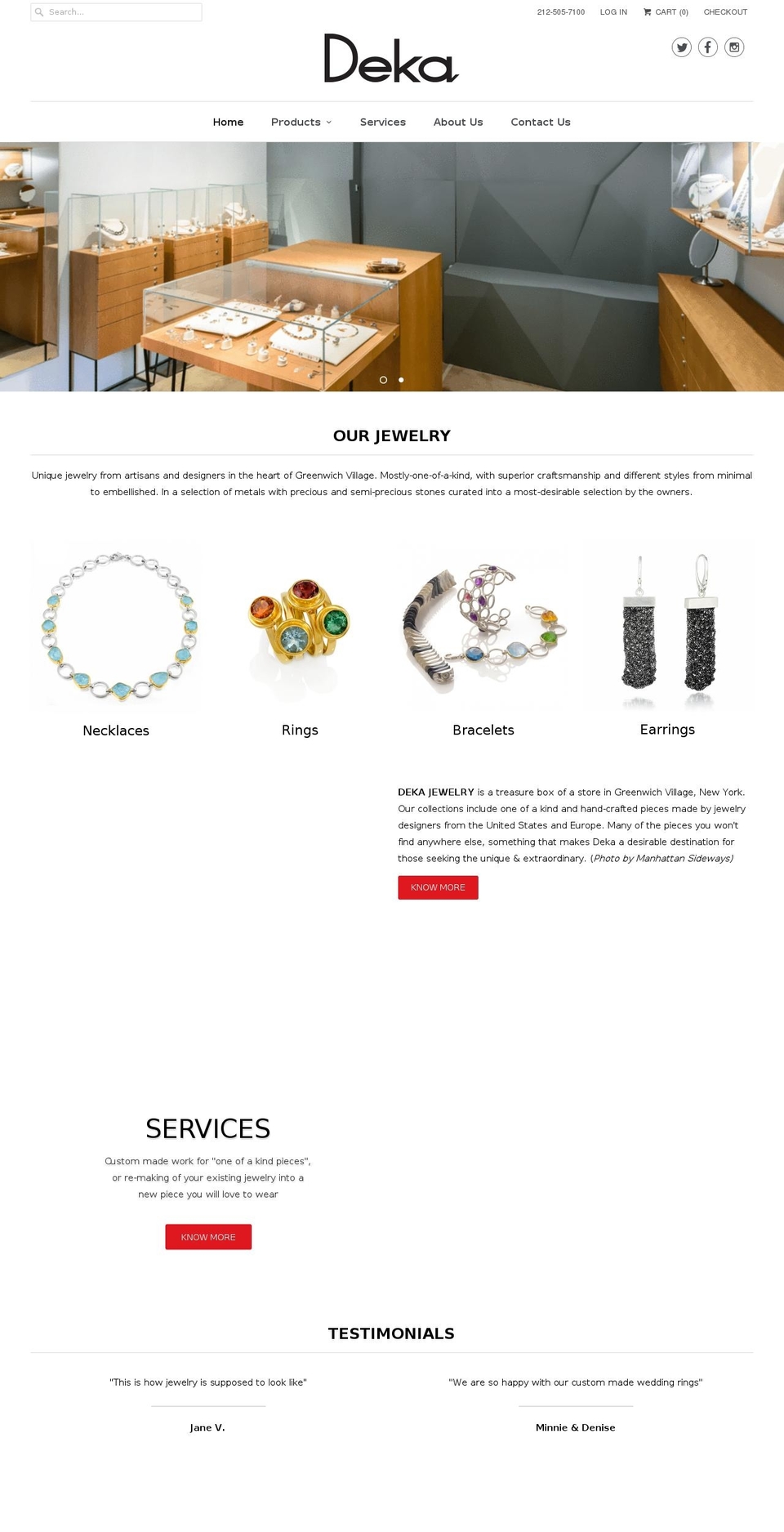 dekajewelry.com — Shopify storefront screenshot