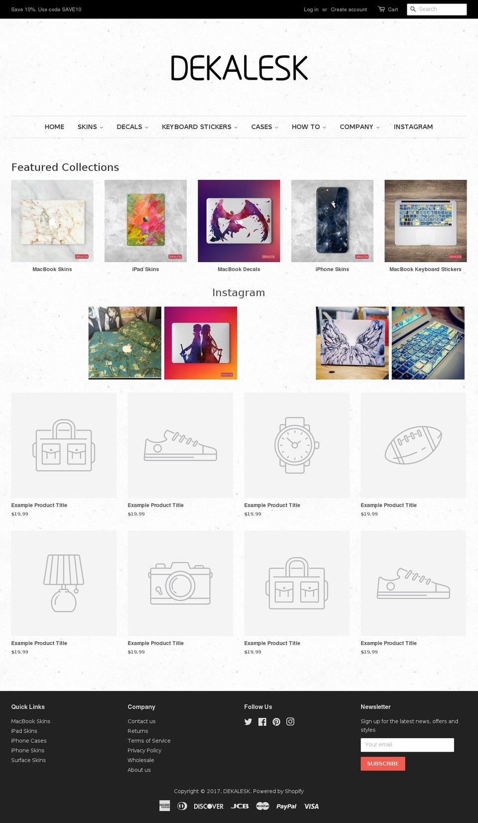 dekalesk.com shopify website screenshot