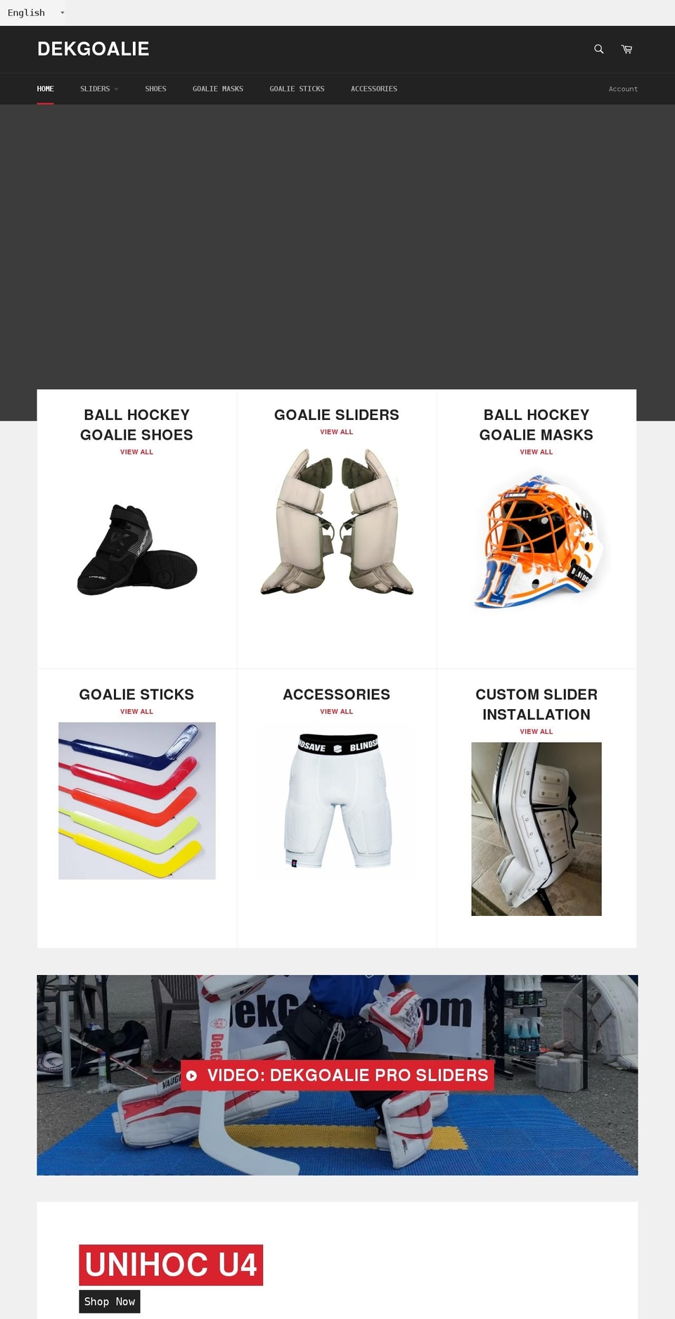 dekgoalie.com shopify website screenshot