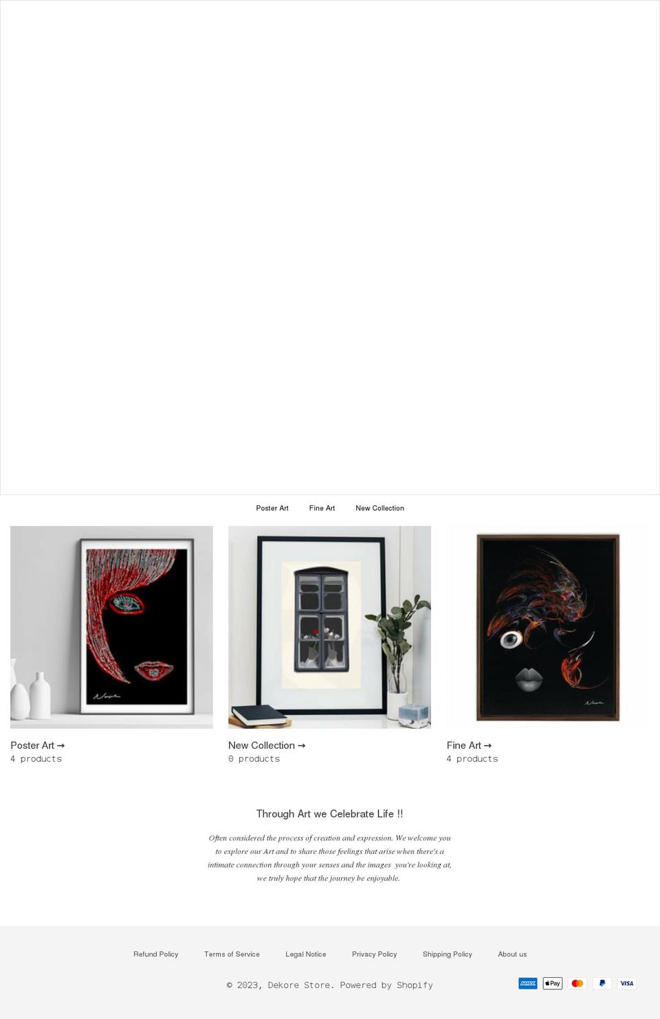 dekorestore.com shopify website screenshot