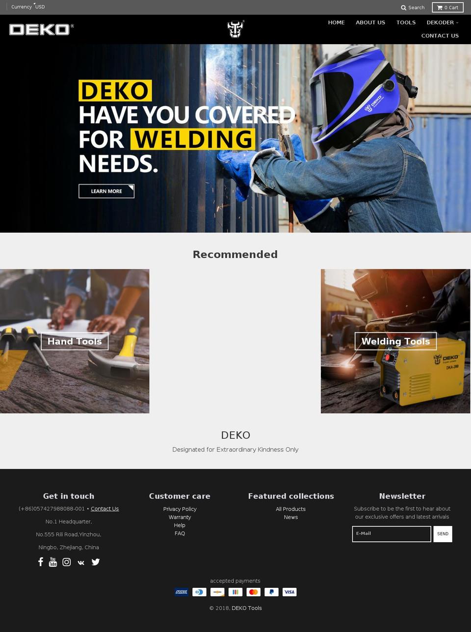 dekotools.com shopify website screenshot