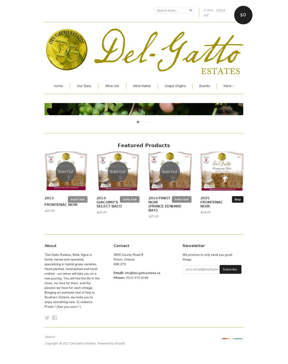 del-gattoestates.ca shopify website screenshot