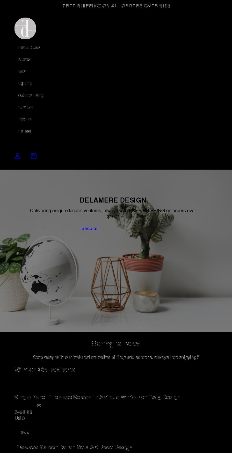 delameredesign.com shopify website screenshot