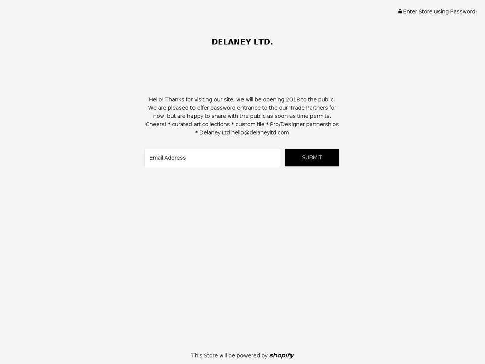 delaneyltd.com — Shopify storefront screenshot