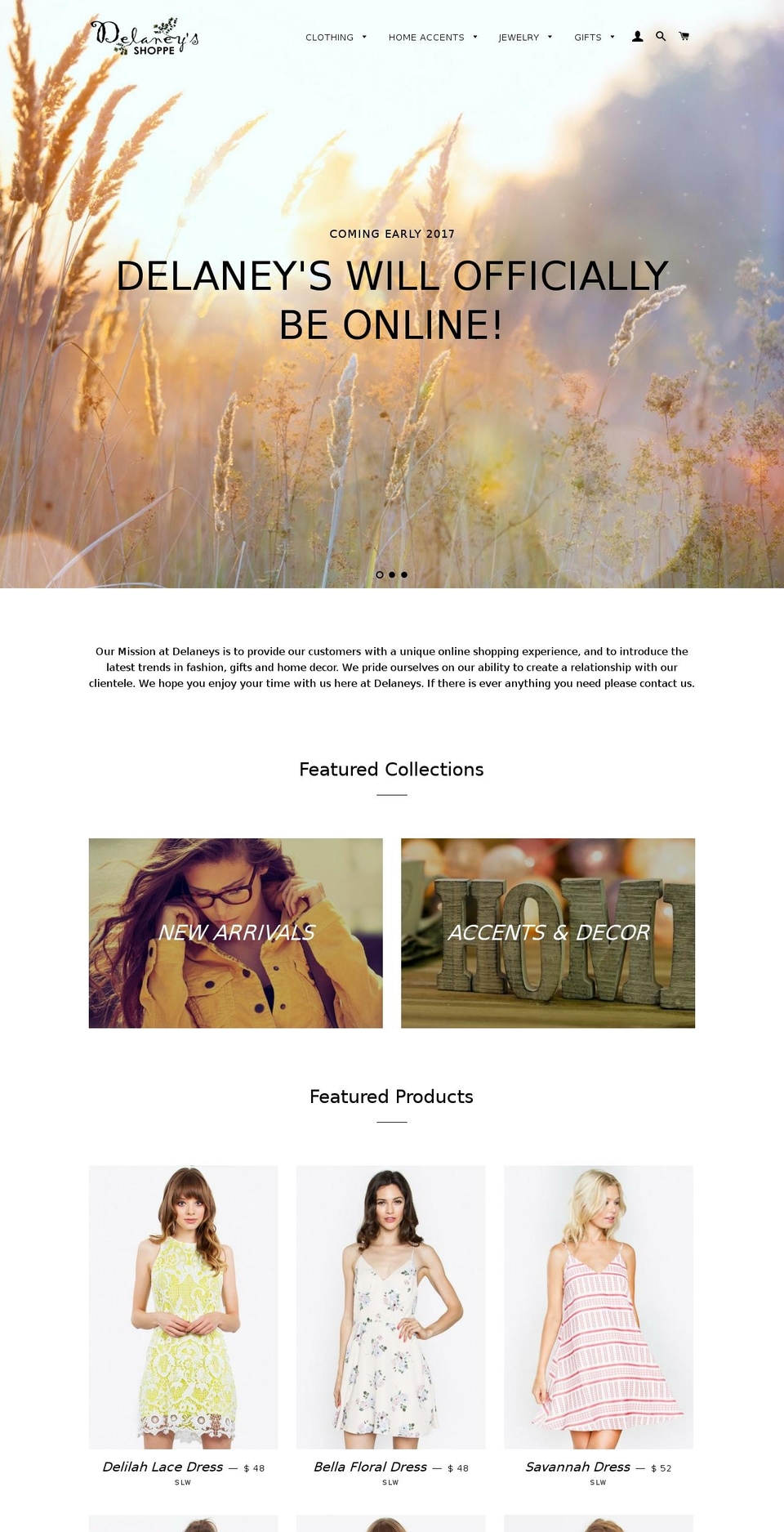 delaneysonline.com shopify website screenshot