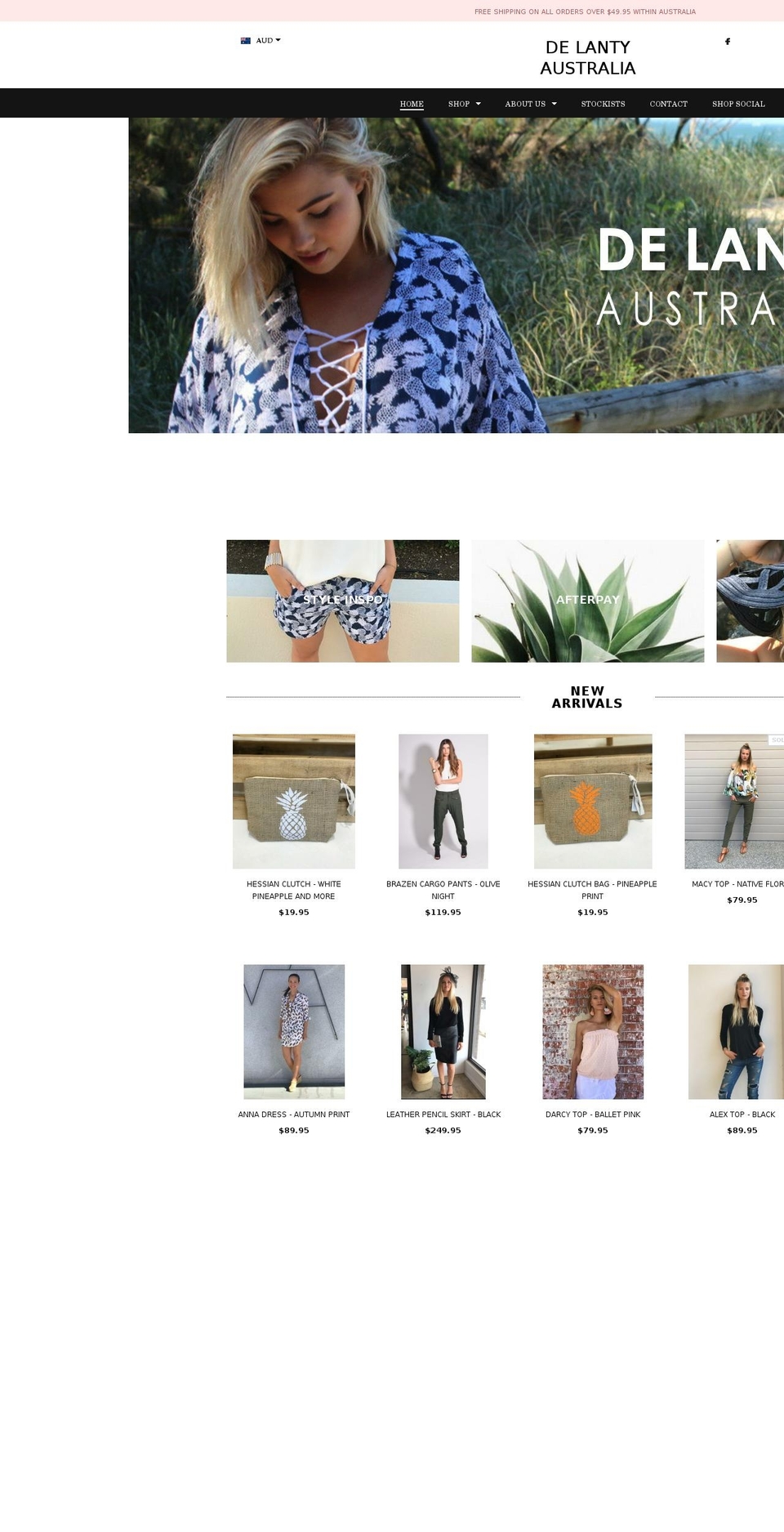 delanty.com.au shopify website screenshot