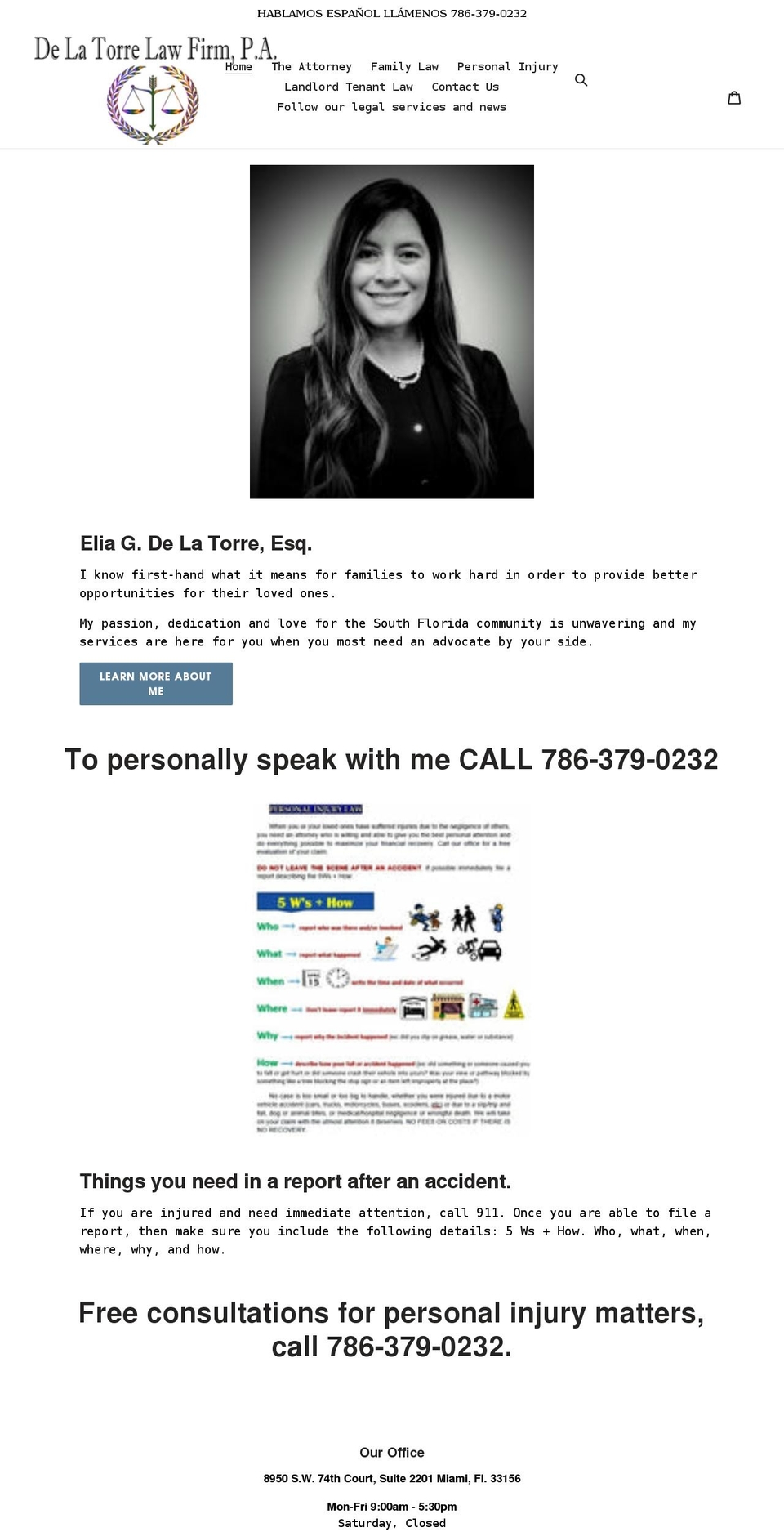 delatorreinjury.com shopify website screenshot