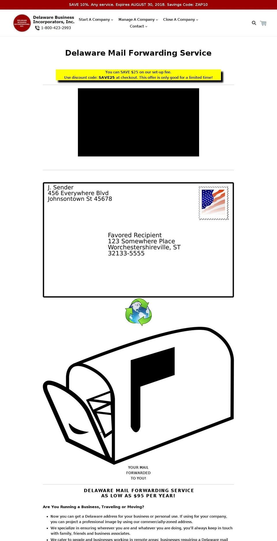 delaware-mailing-address.com — Shopify storefront screenshot