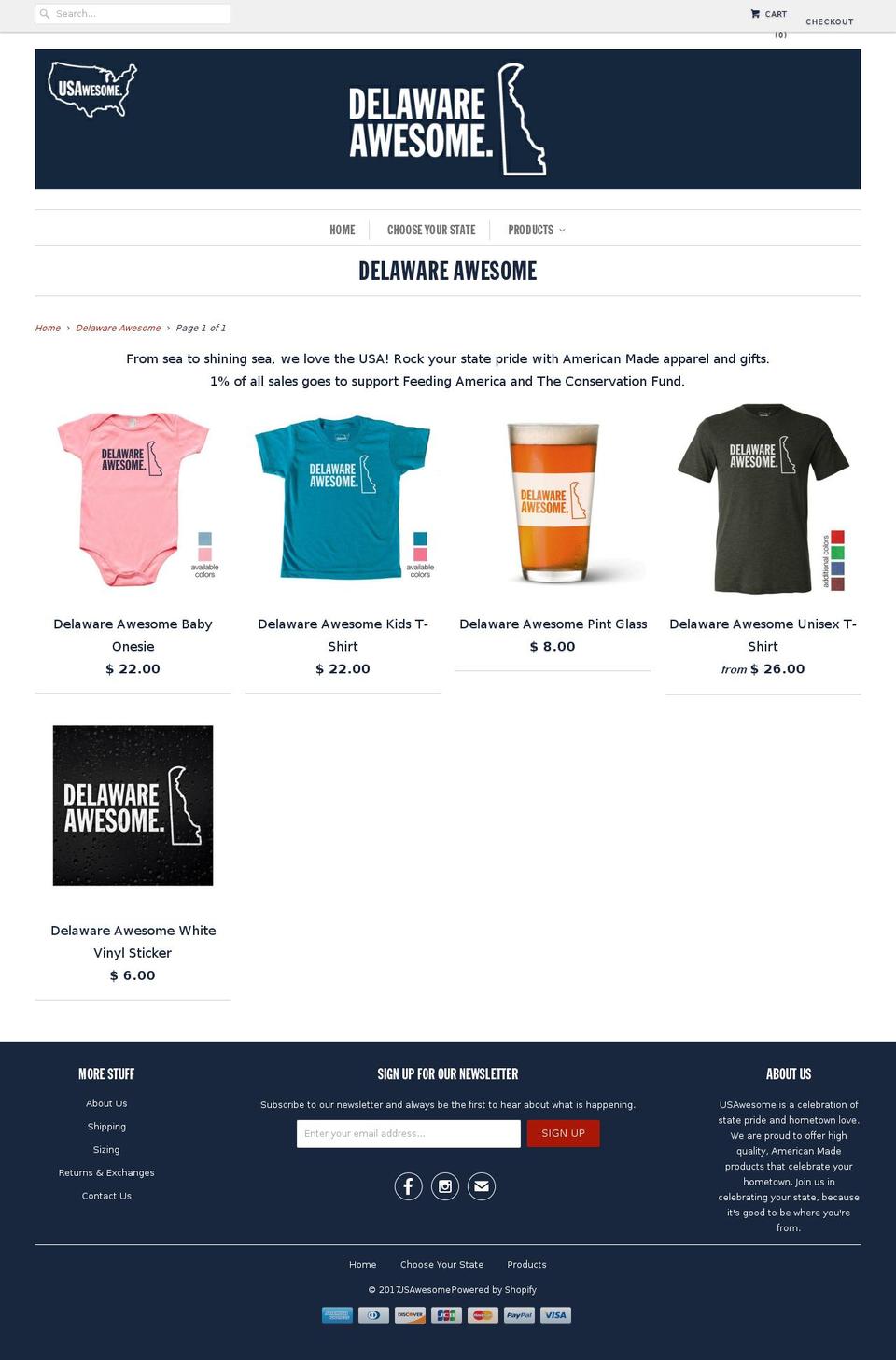 delawareawesome.com shopify website screenshot