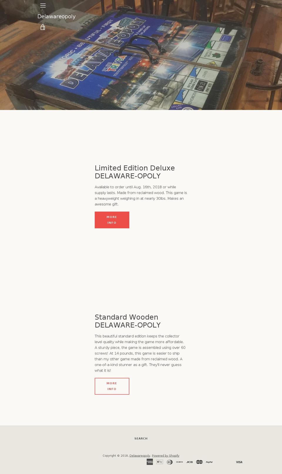 delawareopoly.com — Shopify storefront screenshot