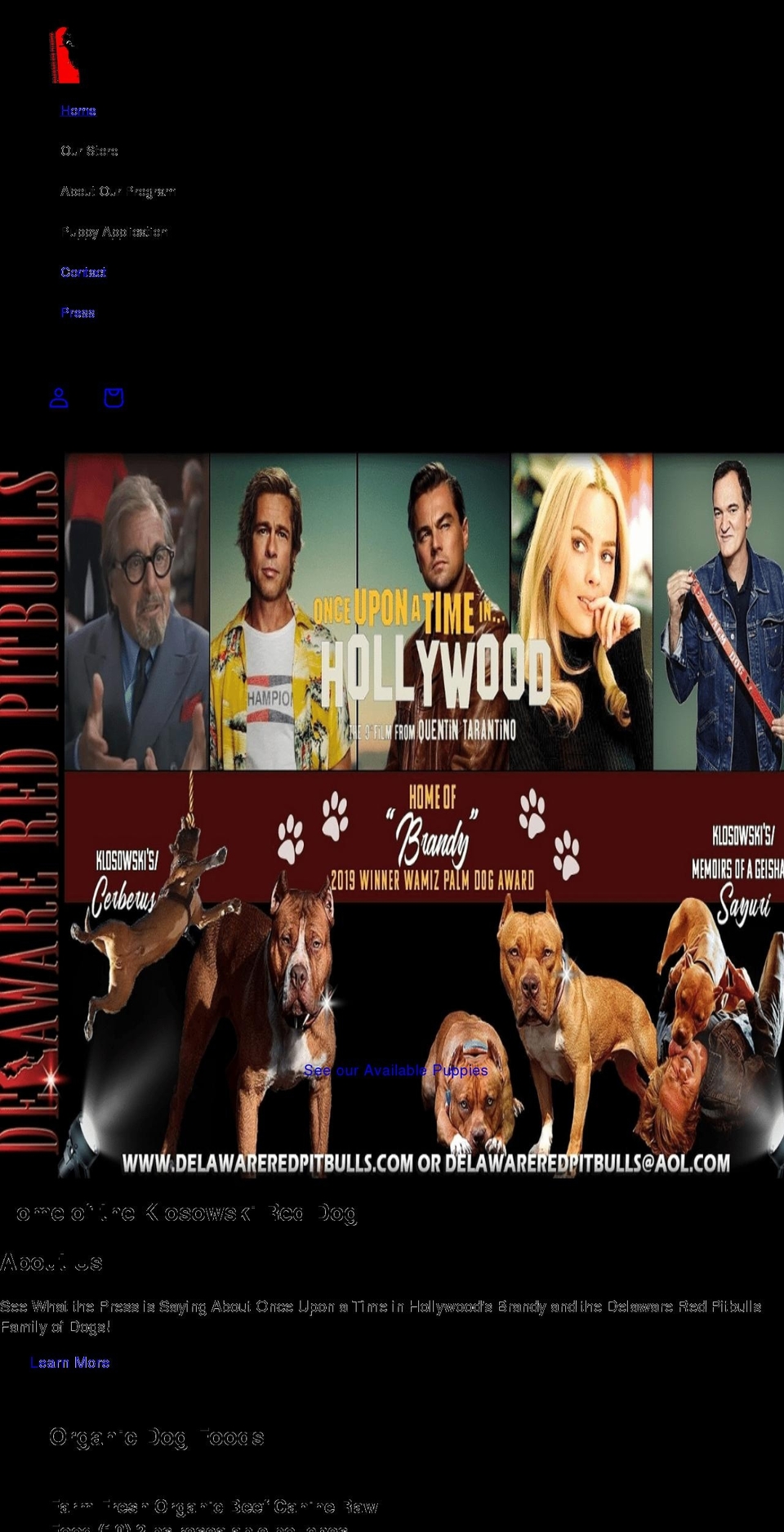 delawareredpitbulls.com shopify website screenshot